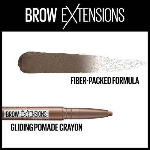 Miniatura 2 de Maybelline Brow Extensions - Crayón de pomada con fibras, maquillaje en lápiz para cejas, maquillaje de ojos, acabado mate suave, para cejas más