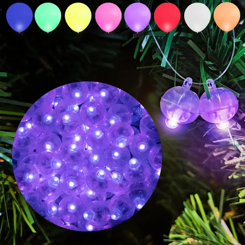 Miniatura 13 de Aogist 100 luces de globo Mutilcolor, luz de bola pequeña impermeable de largo tiempo de espera, lámpara LED redonda para linterna de papel, fiesta