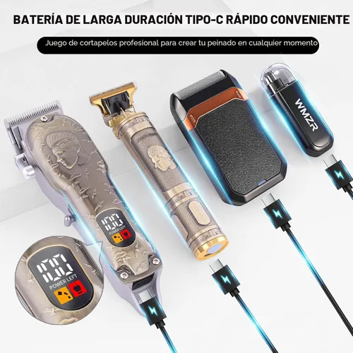 Miniatura 5 de Juego de cortapelos profesional, cortapelos para hombres, recortador de patillas en forma de T, afeitadora eléctrica, kit de salón de belleza
