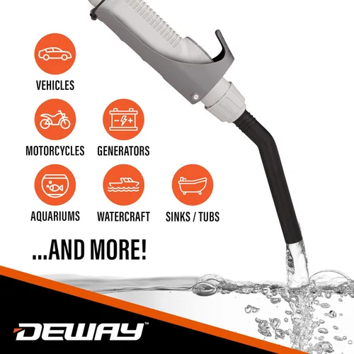 Miniatura 2 de Bomba automática de transferencia de combustible Deway con boquilla para control y parada rápidos de flujo, funciona con pilas AA, manguera extra
