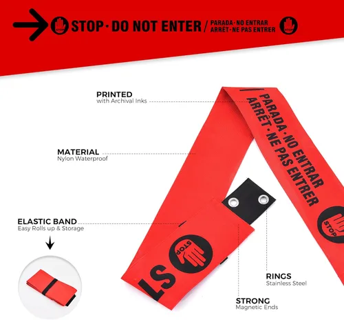 Miniatura 4 de Letrero con extremos magnéticos, extremos de ventosa adicionales, señal de advertencia roja para un fácil montaje en marco de puerta de metal