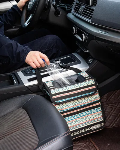 Miniatura 3 de SIBOFUEGO Bote de basura lindo para automóvil, a prueba de fugas, con tapa y bolsillos de almacenamiento, cubo de basura para automóvil para hombres