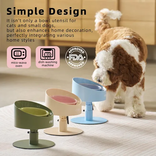 Miniatura 6 de MS!MAKE SURE Cuencos ajustables elevados para gatos, Cuencos elevados de cerámica para gatos, Tazón para mascotas con almohadilla de goma SF-Rosa