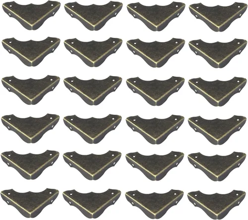 Miniatura 9 de Antrader 24 piezas de caja de esquinas triangulares de metal protector de esquina de gabinete protector de seguridad para decoración de muebles