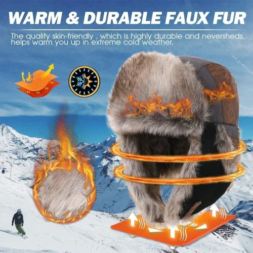 Miniatura 3 de Comhats Gran XL Trapper Trooper Caza Cálido Oído Solapa Rusia Ushanka Invierno Esquí Clima Frío Bombardero Sombreros para Hombres