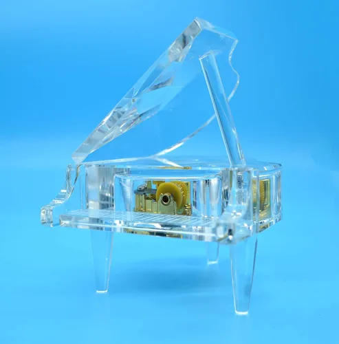 Miniatura 6 de Sooharic Caja de música de piano, canción de cristal, Piel, Mecánico, Mecánico, Juguete de piano, Adorno de piano clásico, Romántico, Regalo de San