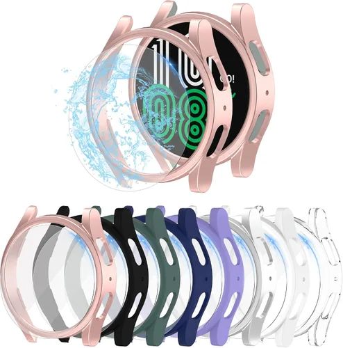 Miniatura 9 de Paquete de 8+8 protectores de pantalla para Samsung Galaxy Watch 6 de 1.693 in y funda, película protectora de vidrio templado antivaho
