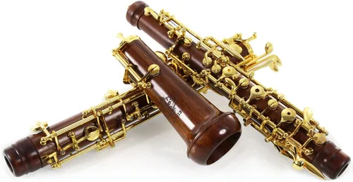 Rochix Oboe Professional Performance Level RHG13 Cuerpo de secuoya chapado en oro semiautomático tono C con 2 cañas, 1 paño de limpieza, 1 hisopo de