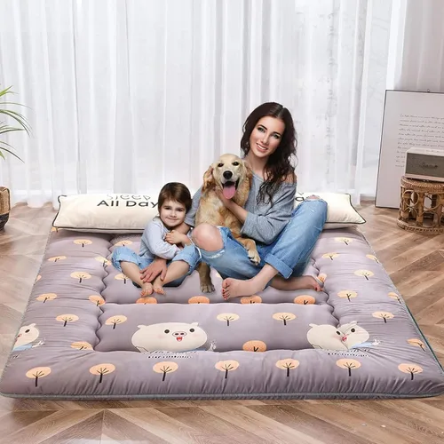 Miniatura 12 de QQP Colchón de futón japonés plegable de tatami, tapete portátil para adultos y niños, tapete para dormir adecuado para campamento, habitación