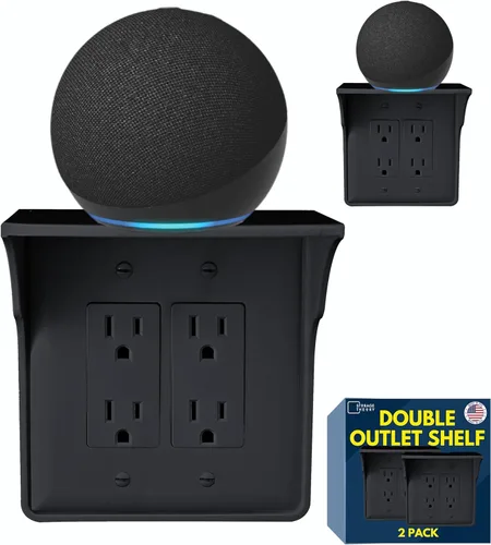 Miniatura 10 de Estante de Enchufes Doble de Pared Power Perch con Correa de Almacenamiento de Cables - Organiza y Recupera Espacio en el Baño - Soporte para Alexa