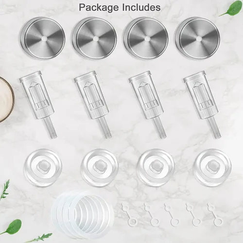 Miniatura 6 de Samshow Kit de fermentación: 4 pesos de fermentación de vidrio, 4 tapas de fermentación, 4 esclusas de aire, 4 anillos de silicona, 5 ojales