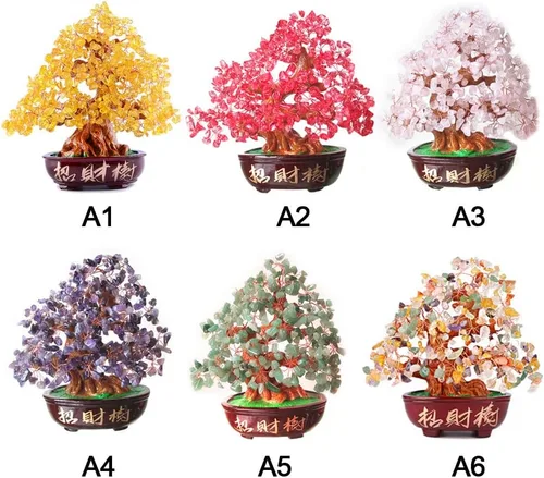 Miniatura 2 de Árbol de dinero de cristal Feng Shui, bonsái, buena suerte, reiki, curativo, amatista, árbol de roca, árbol de cristal para energía positiva