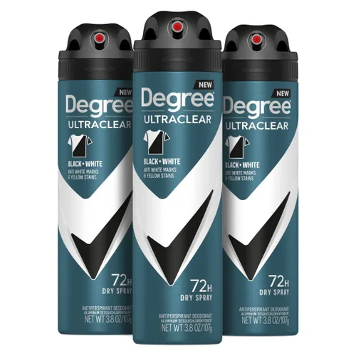 Degree Desodorante Antitranspirante para Hombres en Aerosol Seco Negro + Blanco Protege de las Manchas de Desodorante Antitranspirante para Hombres