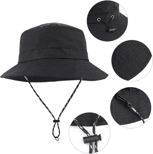 Miniatura 2 de Sombrero de sol para hombres y mujeres, ala ancha, UPF 50+, sombrero de pesca y pescador, impermeable, plegable, sombrero de sol para playa, Negro