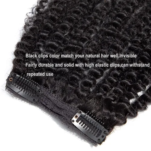 Miniatura 5 de Extensiones de cabello humano real rizado con clip, extensiones de cabello humano real 3C 4A, extensiones de cabello humano con clip, doble trama
