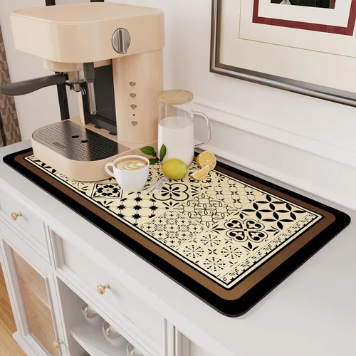 Miniatura 23 de AMOAMI Tapete de café absorbente con parte trasera de goma para secar platos para encimera de cocina, accesorios de bar para debajo de la cafetera