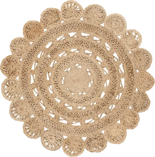 Miniatura 2 de SAFAVIEH Natural Fiber Collection - Alfombra redonda de 4 pies, natural, hecha a mano con encanto bohemio de yute trenzado, ideal para zonas de alto