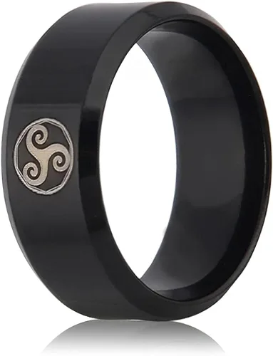 BAVIPOWER Viking Celtic Triskele Triple Espiral Anillo Trinidad Irlandesa Eternidad Sello de Acero Inoxidable Encantadora Joyería de Protección