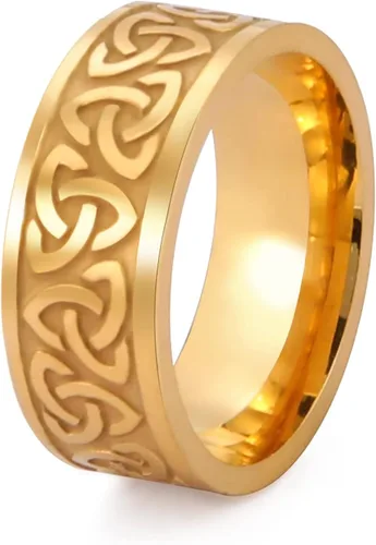 Anillo de nudo de trinidad celta, nudo de brujas, nudo triquetra irlandés, anillo de acero inoxidable nórdico vikingo, joyería para hombres y mujeres