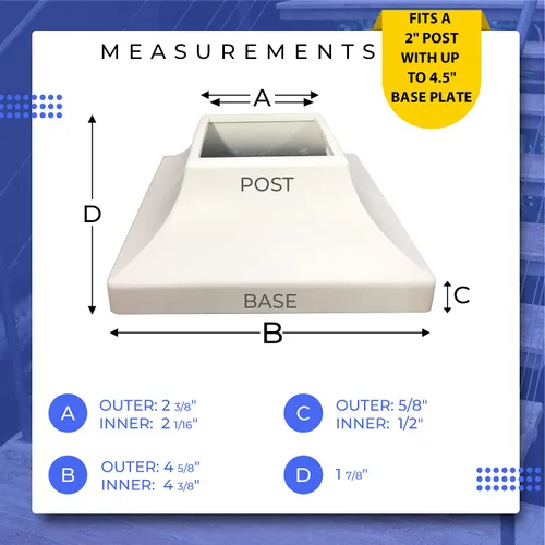 Miniatura 5 de Base de poste de cubierta – Durable, base de zapato que se ensambla instantáneamente transforma los pies de barandillas de mano y escalera – Blanco
