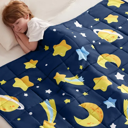 Miniatura 34 de anfie - Manta con peso para niños (40 x 60 pulgadas, 7 lb), manta refrescante para dormir, tamaño de manta ligera, transpirable, con cuentas de Gris