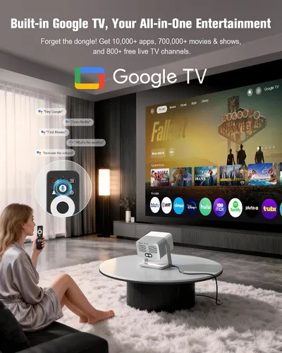 Miniatura 2 de Google TV con licencia oficial: proyector inteligente 4K con WiFi y Bluetooth, enfoque automático VOPLLS y proyector portátil Keystone