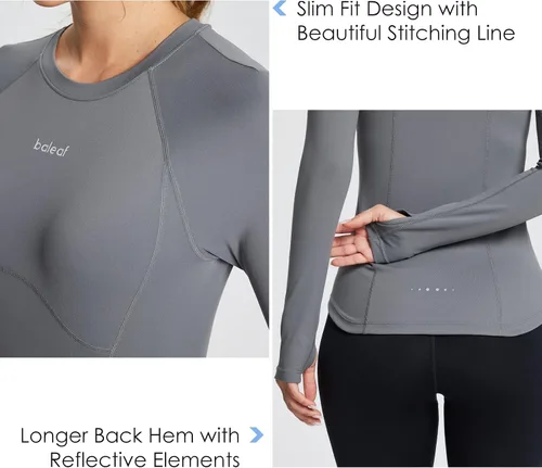 Miniatura 3 de BALEAF Women's Long Sleeve Workout Tops Compression Running Shirts Fitted Athletic Warm Thumbholes Quick Dry Stretch Yoga