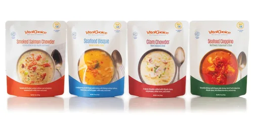 Vital Choice Muestreador de sopa de mariscos – Sopas de mariscos capturadas en la naturaleza, paquete de 4 (9 onzas cada uno), alto en proteínas,