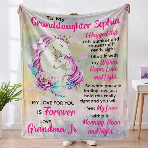 Miniatura 11 de Manta Personalizada para Mi Nieta de Abuela Mamá Abuelo, Manta Personalizada con Letras de Tortuga Edredones Microforro Polar Manta de Vellón