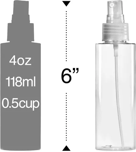 Miniatura 7 de VViViD Botellas vacías de plástico transparente sin BPA de 4 onzas con tapa giratoria, tapa de pulverización de niebla y tapa de boquilla abatible