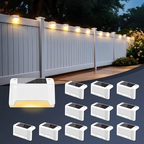 Miniatura 10 de SOLPEX - Juego de 16 luces solares para cercas al aire libre, luces impermeables LED para escalones solares para escaleras al aire libre, terraza