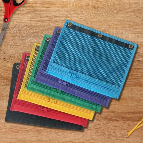 Miniatura 6 de School Smart Bolsas de malla con cremallera, 10 x 7-1/2 pulgadas, colores surtidos, paquete de 12