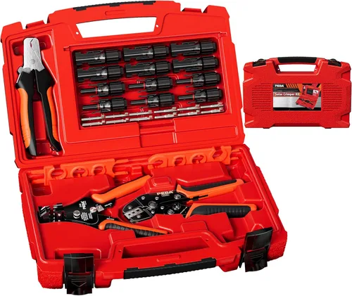 Miniatura 13 de PEBA Kit de herramientas de prensado, crimpadora solar para cable de panel solar AWG 16-10, con 6 pares de conectores solares IP68 y 1 par de llave