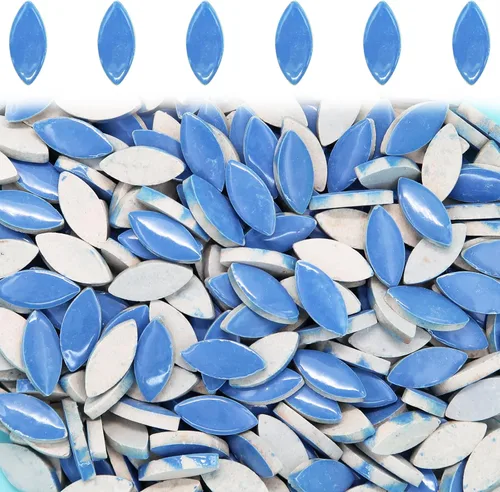 Miniatura 20 de Azulejos de mosaico azul claro, forma de gotas de lluvia, mosaico para manualidades a granel, 50 piezas de forma de lágrima, mosaico, azulejos