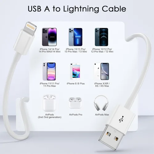 Miniatura 6 de Cable original [certificado por Apple MFi], cable Lightning a USB compatible con iPhone 13/12/11 Pro Max/XS MAX/XR/XS/X/8/7/Plus/6S iPad AirPods