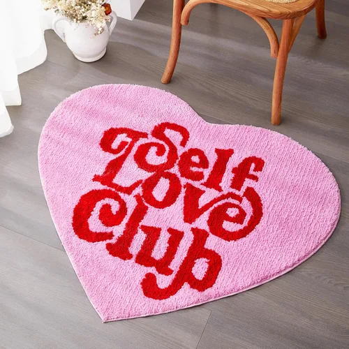 Miniatura 11 de Alfombra de baño verde bonita y divertida para dormitorio, baño, SELF Love Club de felpa moderna y genial decoración de San Valentín, regalo