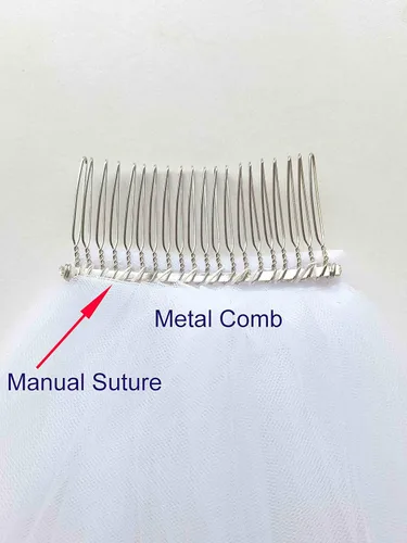 Miniatura 6 de AMAJIERUIZE Velo de novia corto de 2 niveles para mujer con peine de metal