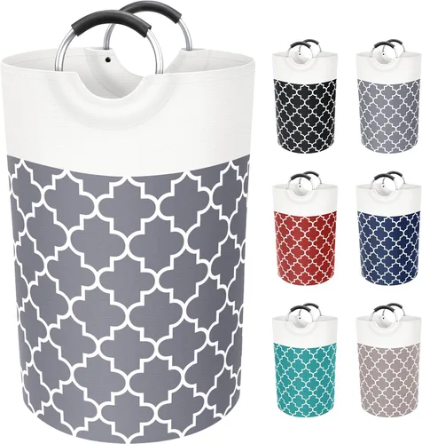 Miniatura 23 de Fabspace - Cesta de lavandería grande con bolsa de lavandería plegable, cesta de ropa con asas altas impermeables para viajes, baño, elementos Gris