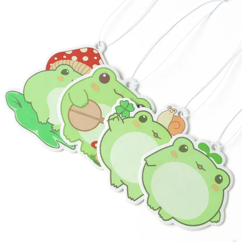 Miniatura 5 de ANGOLIO Summer Frog - Ambientador de coche – Patrón de rana de dibujos animados 4P para niños y niñas, de larga duración, poco perfumado, divertido