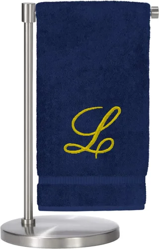 Miniatura 108 de Script R - Toalla de baño con monograma, regalo personalizado, 27 x 54 pulgadas, juego de 1 toalla bordada con texto dorado, 100% algodón turco