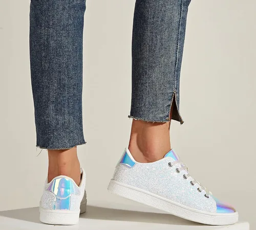 Miniatura 7 de LUCKY STEP - Tenis de moda para mujer, con brillantina y cordones