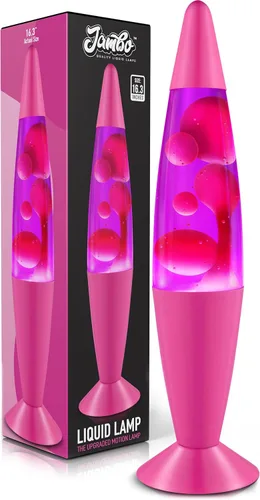 Miniatura 10 de JAMBO Hermosa Lámpara de 16 pulgadas - Rosa con Cera Blanca/Rosa, Luz Líquida Relajante, Luz Nocturna, Decoración del Hogar Sala de Estar Oficina