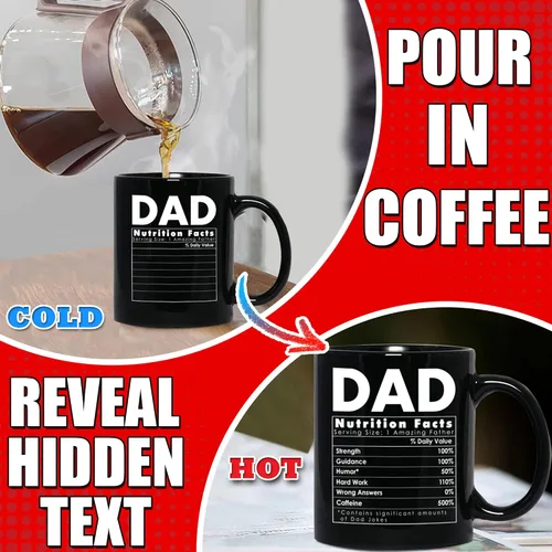Miniatura 3 de Dad Nutrition Facts - Taza de café de 12 onzas – Gr8AM - Novedosa taza de regalo – Divertido cambio de color y regalos sensibles al calor