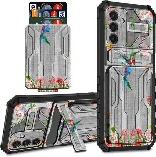 Miniatura 25 de Funda tipo cartera para Samsung Galaxy S22 Ultra con soporte para tarjeta de crédito y soporte de doble capa de policarbonato duro de PC suave TPU a