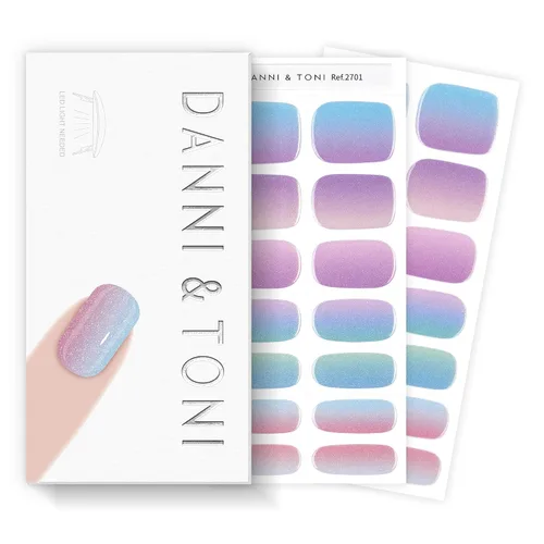Miniatura 19 de DANNI & TONI Tiras de uñas de gel semicuradas, color rosa champán, ojos de gato, 28 calcomanías de regalo para mujer Aqua Ripple