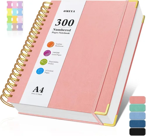 Miniatura 8 de Cuaderno espiral 8.5" x 11", 300 páginas numeradas cuadernos rayados de tamaño universitario con contenido, 100GSM cuaderno grueso para mujeres