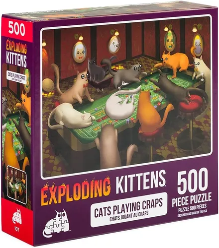 Exploding Kittens - Rompecabezas de 500 piezas, ideal para adultos, adolescentes y niños, un rompecabezas divertido y artístico con temática de gatos