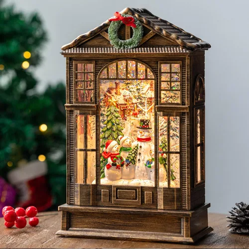 Miniatura 12 de Globo de nieve navideño iluminado con pesebre y escena del nacimiento, musical de la Sagrada Familia, agua y cuna con música silenciosa de la noche