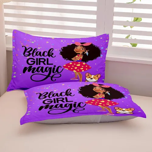 Miniatura 7 de Juegos de Edredón de Niña Negra Afroamericana Individual, Juego de Ropa de Cama Black Girl Magic, Juego de Edredón de Princesa, Juego de Cama