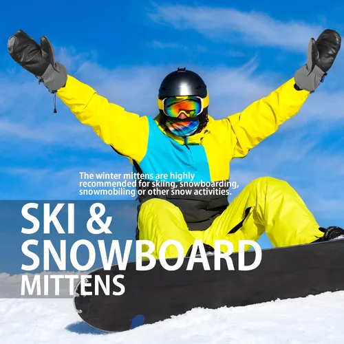 Miniatura 5 de Guantes de esquí impermeables para hombres y mujeres, cálidos guantes de nieve Thinsulate de invierno 3M para clima frío, snowboard, motos de nieve